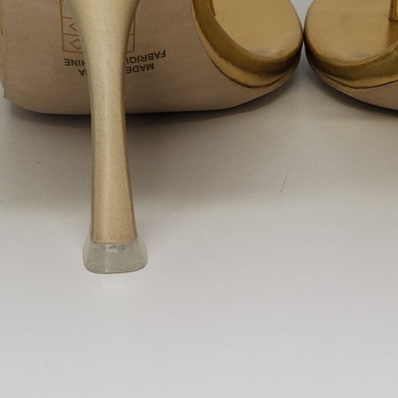 Jeffrey Campell Polished Sandal Heel Metallic Gold Rhinestone Size 7 - Picture 8 of 14